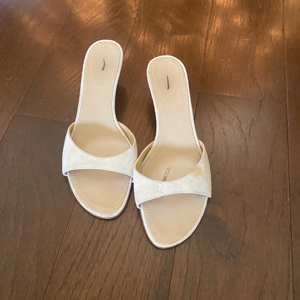 COPY - J Crew ivory suede leather kitten heels sandals 8M